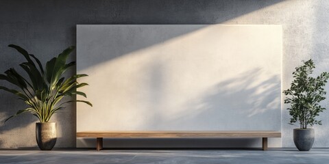 Modern Minimalist Indoor Decor with Wall Art and Plants