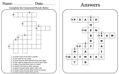 Fun & Easy Crossword Puzzle for Kids: Printable Word Game for Classroom Management