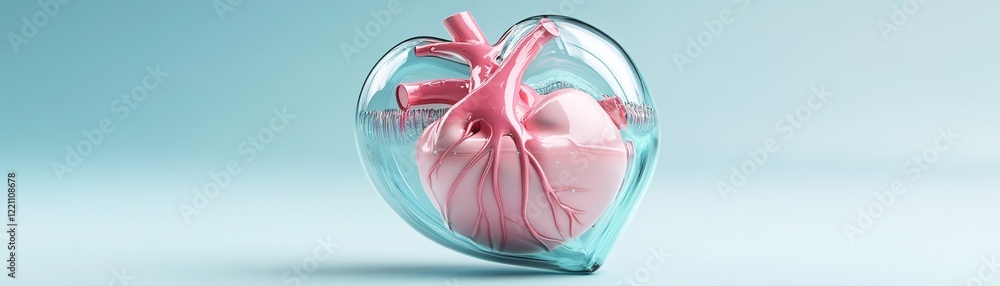 Aufkleber a glowing heart is enclosed within a protective shield, showcasing its arteries and veins against a 