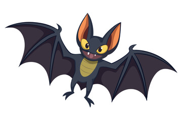 Watercolor Vector of a Cartoon Bat Animation on White Background, Cute Bat Illustration for Halloween, Kids, Fun Animation, and Wildlife Themes, Perfect for Custom Designs and Creative Projects.