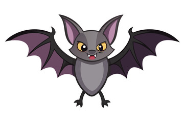 Watercolor Vector of a Cartoon Bat Animation on White Background, Cute Bat Illustration for Halloween, Kids, Fun Animation, and Wildlife Themes, Perfect for Custom Designs and Creative Projects.