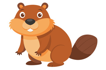 Watercolor Vector of a Cartoon Beaver Animation – Cute, Playful, and Fun Beaver Illustration Perfect for Kids’ Designs, Nature Themes,