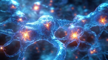 Obraz premium Glowing neural network visualization reflecting synaptic connections and brain activity