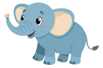 Watercolor Vector of a Cartoon Elephant Animation, Hand-Drawn, Playful, Cute, Colorful, Fun, Artistic, Modern, Digital Illustration, White Background, Perfect for Kids, Posters