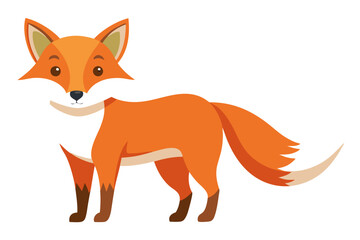 Obraz premium Watercolor Vector of a Cartoon Fox Isolated on a White Background, Cute Fox Illustration, Hand-Drawn Fox Art, Animal Art, Nature Vector, Fox Drawing, Creative Fox Design