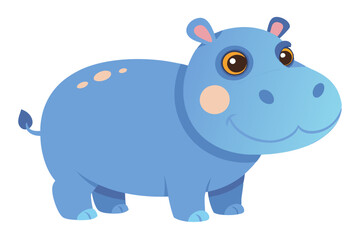 Watercolor Vector of a Cartoon Hippopotamus Animation, Cute and Fun Illustration of a Hippo, Hand-drawn Design, Vector Art on White Background, Perfect for Kids and Animal,