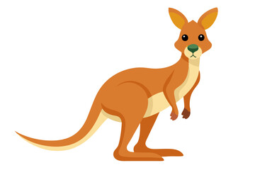 Watercolor Vector of a Cartoon Kangaroo Animation - Fun and Playful Vector Illustration on White Background, Ideal for Kids’ Designs, Cartoons, Advertisements
