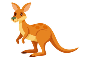 Watercolor Vector of a Cartoon Kangaroo Animation - Fun and Playful Vector Illustration on White Background, Ideal for Kids’ Designs, Cartoons, Advertisements