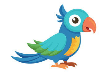 Vibrant Watercolor Vector of a Cartoon Parrot – High-Quality Parrot Illustration for Animation and Design