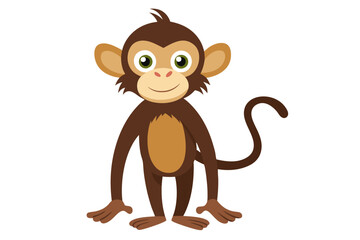 Watercolor Vector of a Cartoon Monkey Animation - Fun and Colorful Design, Hand-painted Cute Monkey with Playful Expression, Perfect for Kids, Animal Lovers, and Animated Themes