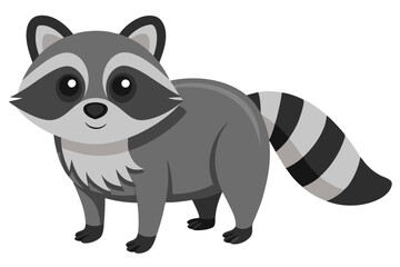  Cute Watercolor Vector of a Cartoon Raccoon – Isolated Digital Illustration on White Background, Hand-Painted Style, Adorable Wildlife Clipart for Prints, Stickers, and Designs