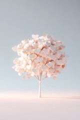 A glowing tree displays heart-shaped golden leaves, symbolizing gratitude and positivity, against a fresh gradient background that invites uplifting feelings
