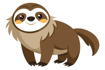Watercolor Vector of Cartoon Sloth Animation on White Background, Cute and Playful Design, Perfect for Kids, Fun Sloth Illustration for Prints, Web, and Graphic Projects.