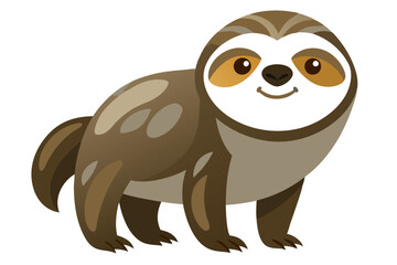 Watercolor Vector of Cartoon Sloth Animation on White Background, Cute and Playful Design, Perfect for Kids, Fun Sloth Illustration for Prints, Web, and Graphic Projects.