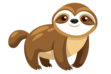 Watercolor Vector of Cartoon Sloth Animation on White Background, Cute and Playful Design, Perfect for Kids, Fun Sloth Illustration for Prints, Web, and Graphic Projects.