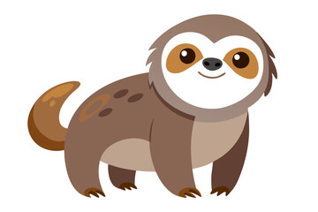 Watercolor Vector of Cartoon Sloth Animation on White Background, Cute and Playful Design, Perfect for Kids, Fun Sloth Illustration for Prints, Web, and Graphic Projects.