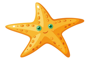 Watercolor Vector of a Cartoon Starfish Animation Hand-Painted Marine Life Illustration on White Background