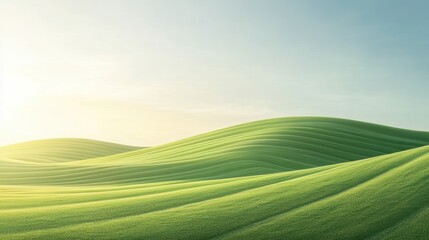 Serene green hills under clear sky: tranquil landscape of gently rolling meadows