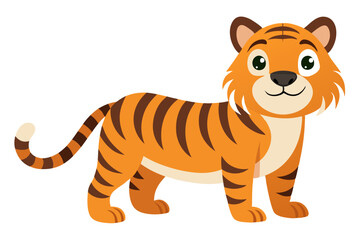 Watercolor Vector of a Cartoon Tiger  Cute Hand Painted Style Illustration for Animation and Design