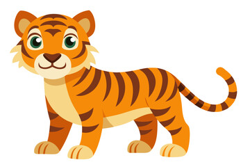 Watercolor Vector of a Cartoon Tiger  Cute Hand Painted Style Illustration for Animation and Design