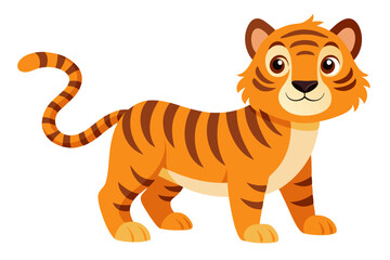 Watercolor Vector of a Cartoon Tiger  Cute Hand Painted Style Illustration for Animation and Design