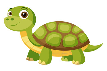 Watercolor Vector of a Cartoon Tortoise Cute Hand Painted Animal Illustration for Animation and Design