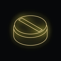 Neon yellow pill glowing on a black background
