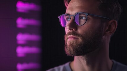 Professional analyzing a digital dashboard filled with optimized statistical graphs, data-driven decision-making, modern office