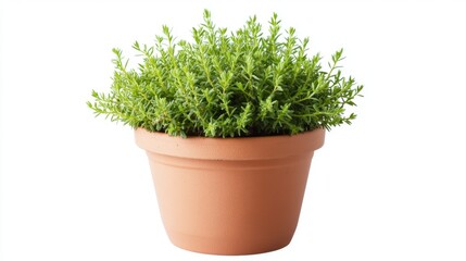 Fototapeta premium Vibrant Green Plant in Terracotta Pot - A Fresh, Healthy Home Decor