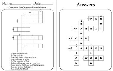 Printable Crossword Puzzle: Brain Training Word Game for Kids