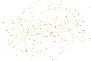 Gold glitter splash dust particles isolated on transparent background. Gold glitter round confetti. Luxury random dots powder for overlay and effects. Celebration design elements. PNG