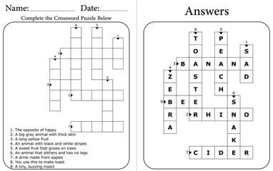 Printable Crossword Puzzle: Brain Training Word Game for Kids