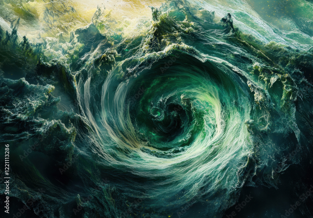 Aufkleber swirling vortex of green energy captivates the viewer with its mysterious and dynamic movement