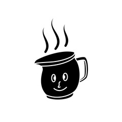 Cute happy smiling teapot, simple flat style, illustration, logo sign symbol pictogram template, for ui or ux isolated on white for mobile app, editable