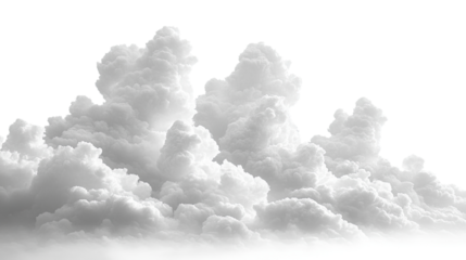 Heavenly Clouds: Captivating grayscale image of fluffy, billowing clouds. Captures the ethereal beauty and dynamic formations of a sky full of clouds. 