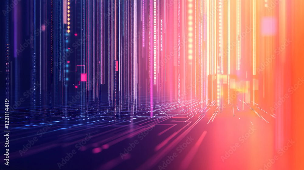 Poster intelligence inspired background with vibrant lines and lights creating a dynamic digital atmosphere