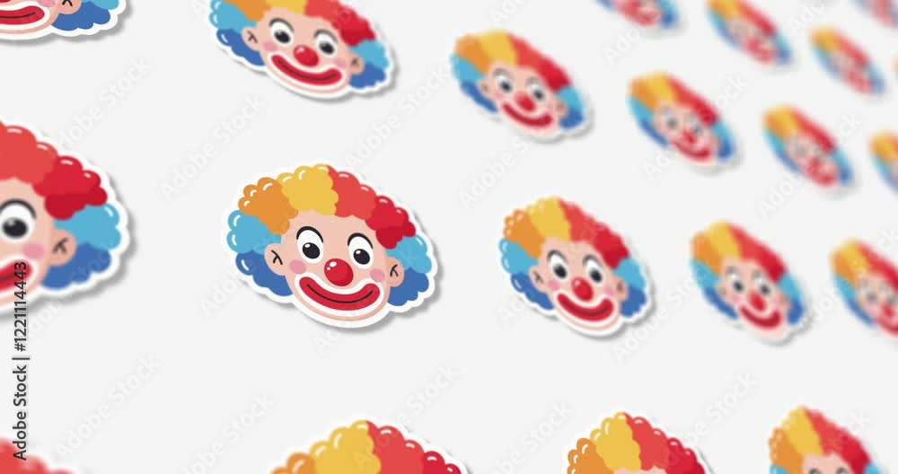 Poster clown pattern with movement on black and white background