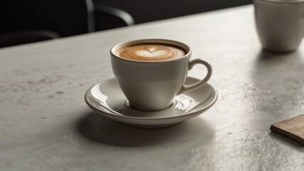 Fototapeta premium Cup of coffee on a white table