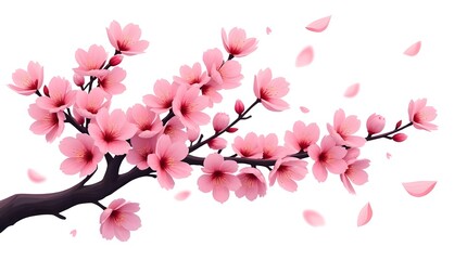 Naklejka premium Pink Cherry Blossom Branch Spring Floral Design