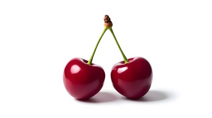 Two Perfect Cherries Close Up Studio Shot