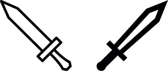 "Sword Vector Icon Set - Sharp and Bold Designs"