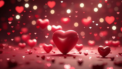 Romantic Red Hearts with Modern Design Elements