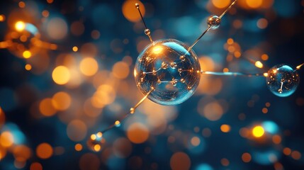 A colorful 3D representation of a wave-like structure made of various-sized spheres connected by thin wires.