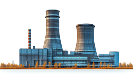 Nuclear Power Plant: A detailed and imposing nuclear power plant, captured with architectural precision, showcasing the industrial might and technological prowess of this crucial energy source. 