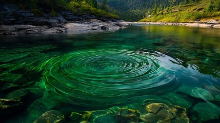 Mountain river ripples, clear water, tranquil scene, nature background, peaceful landscape
