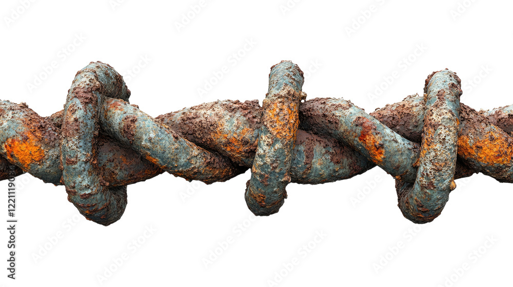 Aufkleber rusty chain: close-up of a section of weathered chain, showcasing the textures of rust, conveying a 