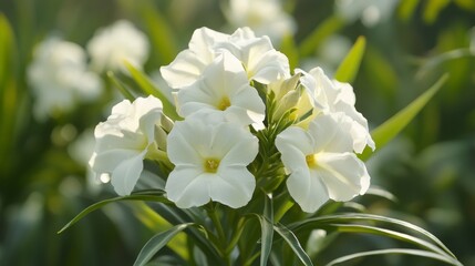 Obraz premium Stunning Cluster of White Flowers in a Garden Setting