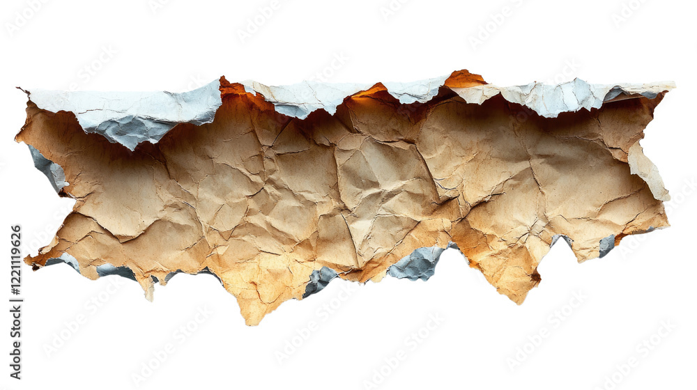 Poster crumbled parchment's edge: a macro captures the textures and details of aged, torn parchment, reveal