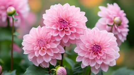 Stunning Pink Dahlia Flowers in a Garden Setting