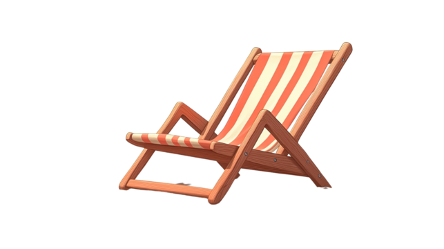 Seaside Serenity: A vibrant deck chair, inviting relaxation, promises lazy afternoons and seaside escapes. 